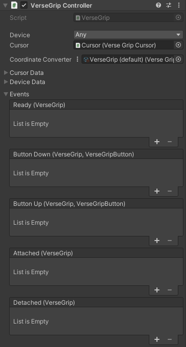 VerseGrip-Controller im Editor