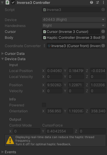 inverse3 Während der Ausführung des Controllers