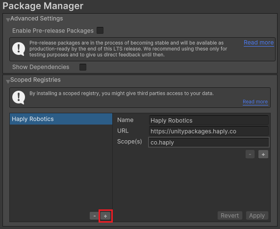 Konfiguration des Scoped Registry